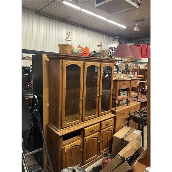 Oak China Cabinet 17"x 52" x 76"