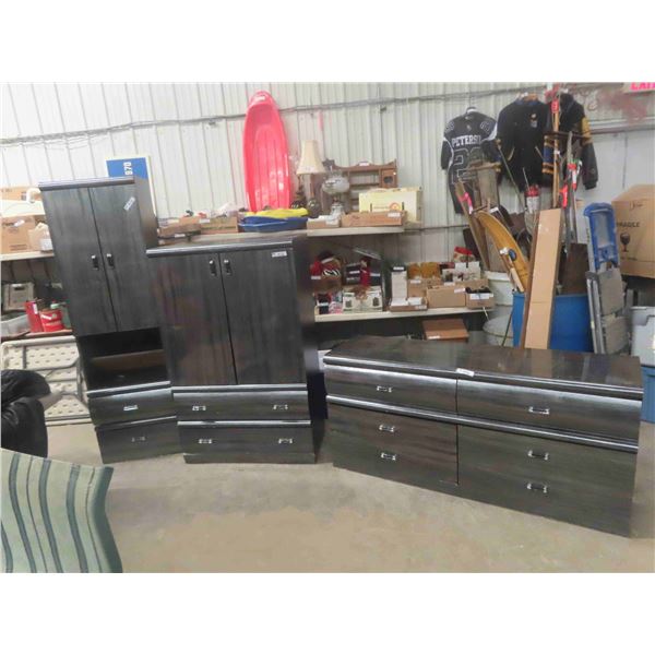 3 pc Bedroom Dresser Set ; 19  x 30  x 64  + 19  x 36  x 58  + 17  x 22  x 73 