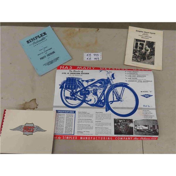 Rare Simplex Motorcycle Brochures , Double Sided Sales Poster 