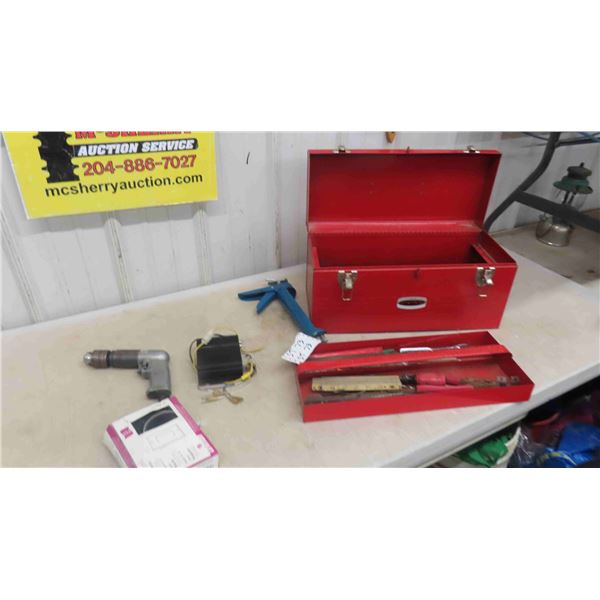 Metal Tool Box with Tools including Mac Air Drill , Alpine Auto