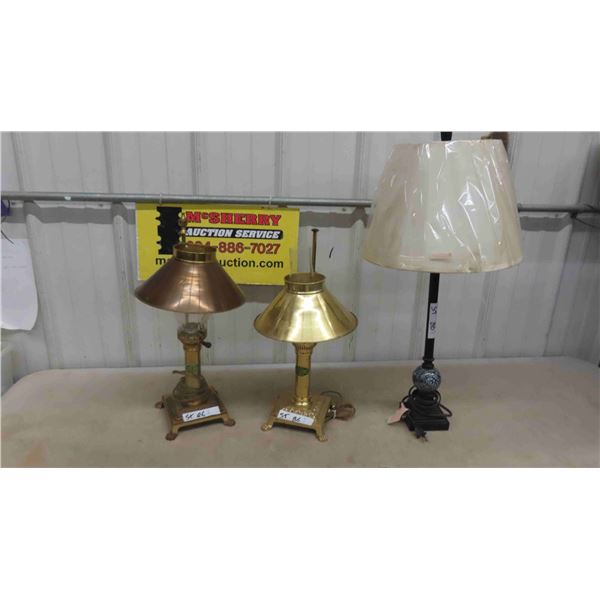 3 Table Lamps - 2 with Adjustable Shades 