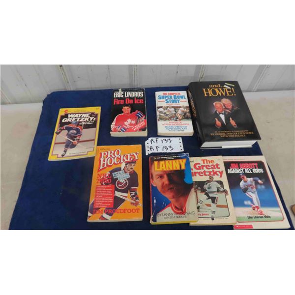 8 Assorted NHL Books - Gretzky , Howe , Baseball , Plus