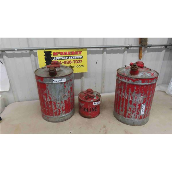 3 Metal Gas Cans 