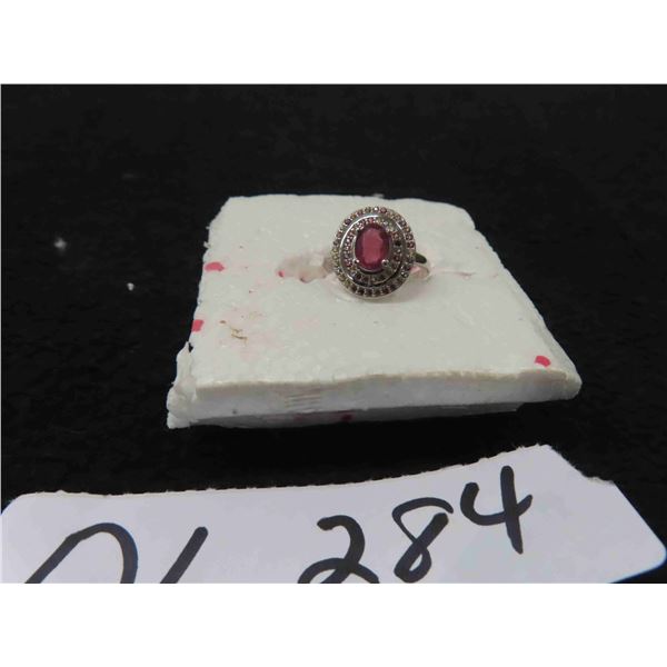 New Oval Red Ruby 8mm x 6mm Ring with Small Sapphire 