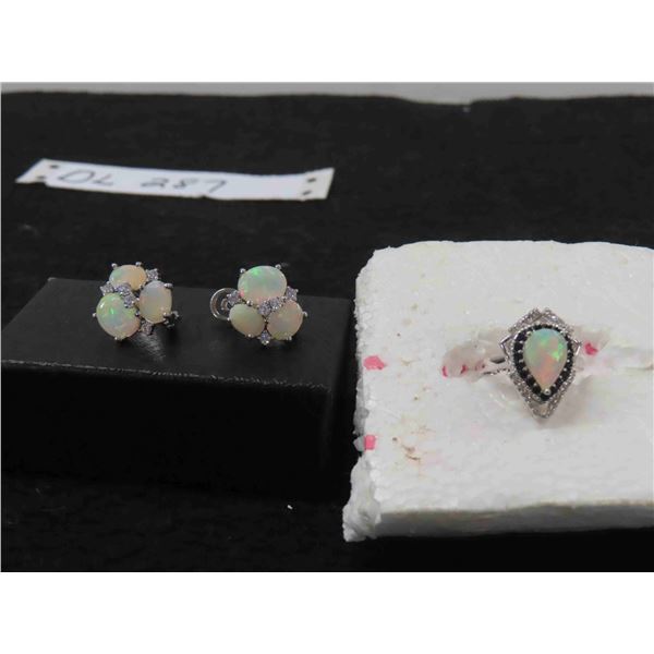 New Opal Ring and Earrings Combination :  RING - Pear Shaped Fire Opal