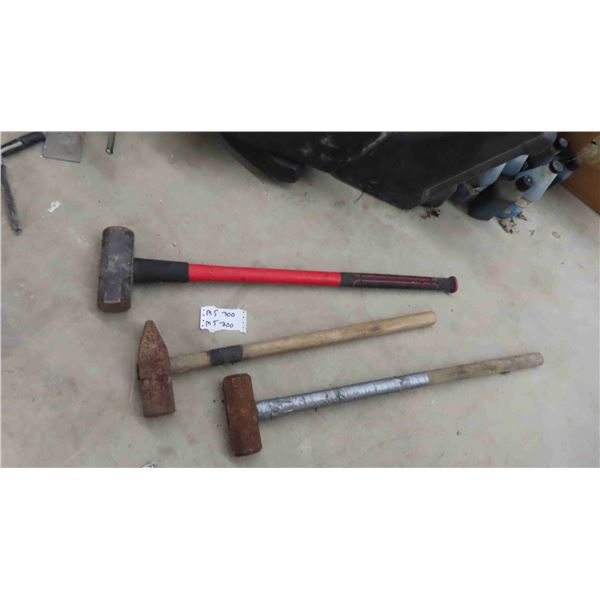 3 Sledge Hammers - 1 with Fiberglass Handle