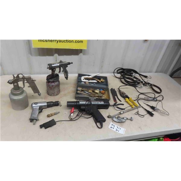 Air Paint Sprayer, Air Chisel, Timing Gun, Circuit Tester, Propane Torch, Bungy Straps,