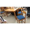 Image 1 : Table with Drawer - 1 leg needs repair 28" x 37" x 60" & 4 High Style Chairs