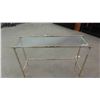 Image 1 : Glass + Brass Stand / Sofa Table 14" x 29" x 44"