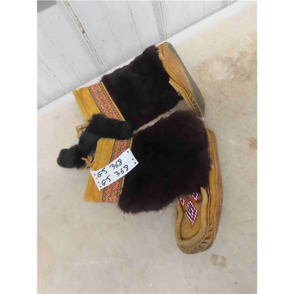 Leather Beaded Mukluks