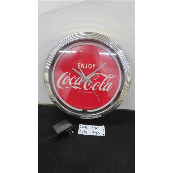 Coca-Cola Neon Wall Clock - Tested + Works