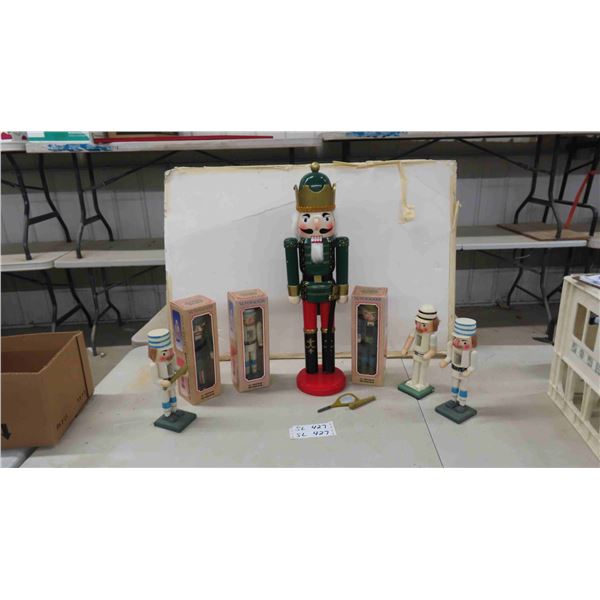 6 Vintage Nutcrackers + (1) 24" Nutcracker