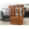 Image 1 : 2 Piece Oak China Cabinet Lights Up 77'' x 55'' x 14''