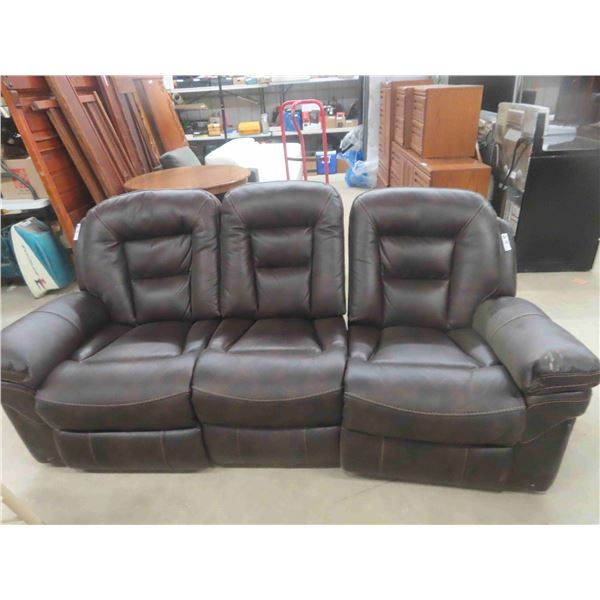 Leather Reclining Couch 84''