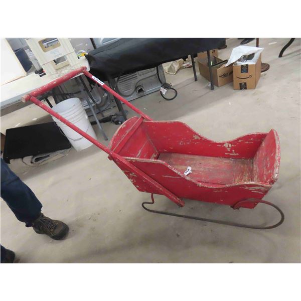 Wood Painted Sleigh with Push Handles 