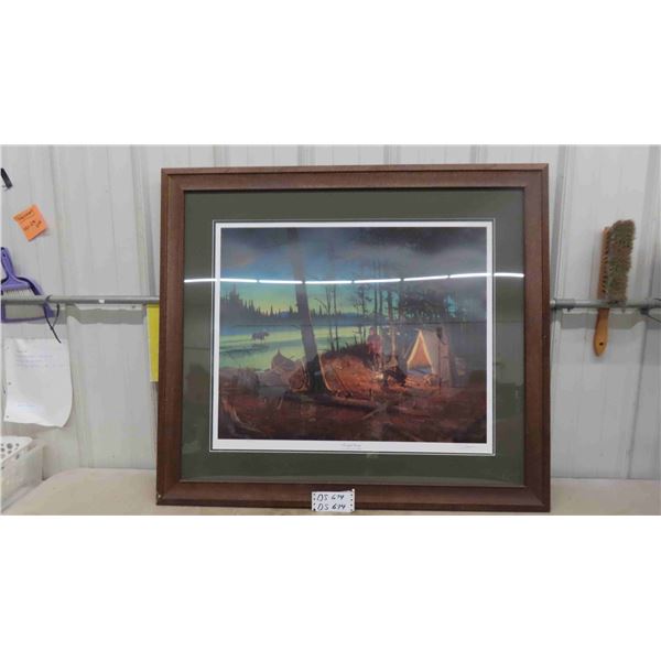 Wooden Framed Picture 35" x 40" Twilight Camp by Brett James Smith