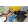 Image 3 : Kitchen Wares; Storage Containers, Cake Pans, Rolling Pin, 2 Totes with Lids, 