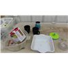 Image 8 : Kitchen Wares; Storage Containers, Cake Pans, Rolling Pin, 2 Totes with Lids, 