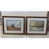 Image 1 : 2 Wooden Frame Pictures - Farm Scene 14.5" x 17.5"