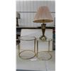 Image 1 : Brass Lamp, 2 Round Glass / Brass Nesting Tables