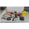 Image 1 : Various Hand Saws, Drywall Knife, Pliers, Vice, Hard Hat, plus more