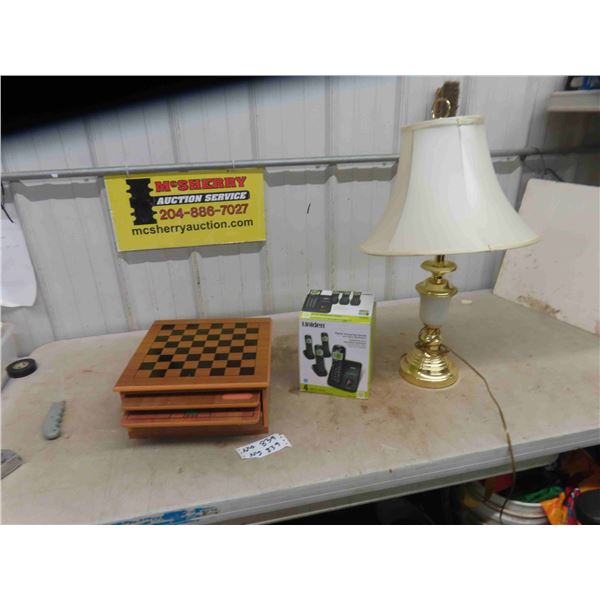 Chess/Checker Game Board , Table Lamp , Cordless Phone