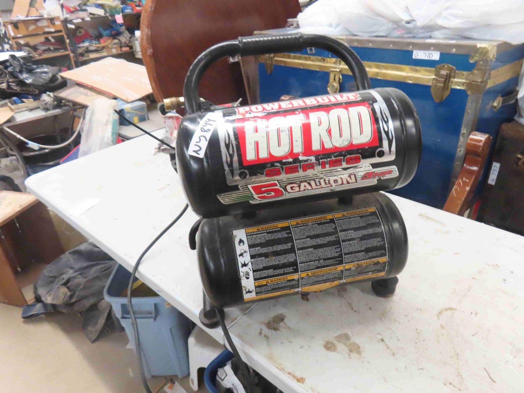 Powerbuilt Air Compressor Jobsite Powerbuilt Hotrod 5 Gal Air Compressor 1.3HP - McSherry Auction ...
