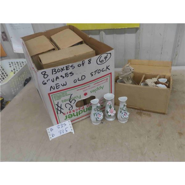 8 Boxes of 6'' Ceramic Vases