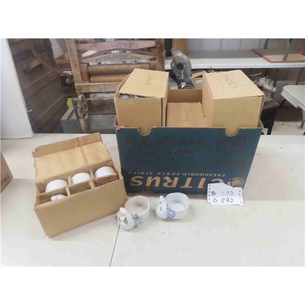 9 Boxes Ceramic Swan Soap Dishes