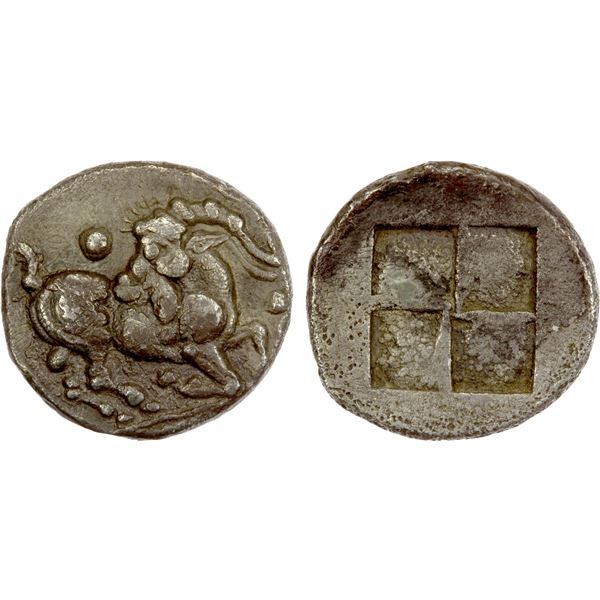 MACEDONIA: Aigai, AR trihemiobol (1.05g), ca. 485-470 BC, VF