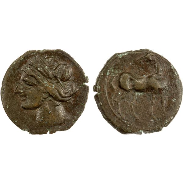 ZEUGITANA: Carthage, AE unit (5.65g), Carthage Mint, ca. 221-210 BC, Choice VF