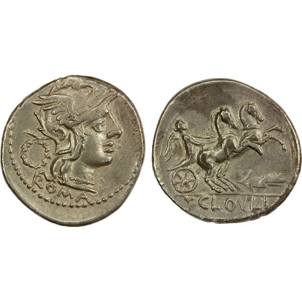 ROMAN REPUBLIC: T. Cloelius, AR denarius (3.83g), Rome, 128 BC, VF-EF