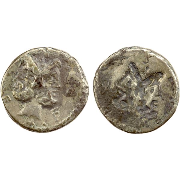 ROMAN REPUBLIC: M. Furius Philus, AR denarius (3.80g), Rome, 119 BC, VF