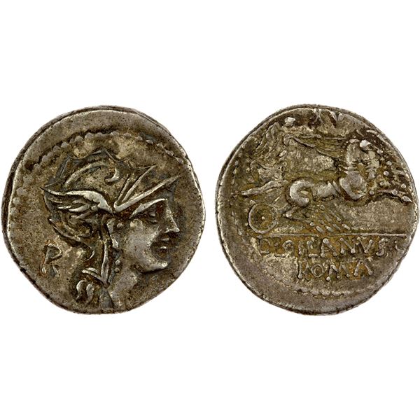 ROMAN REPUBLIC: D. Junius Silanus, AR denarius (3.83g), Rome, 91 BC, Choice VF