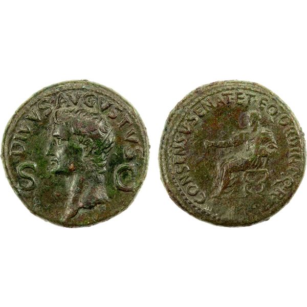 ROMAN EMPIRE: Divus Augustus, died 14 AD, AE dupondius (17.16g), Rome, 37-41 AD, VF-EF