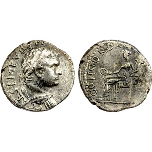 ROMAN EMPIRE: Titus, as caesar, 69-79 AD, AR denarius (3.17g), Antioch, 72-73 AD, VF