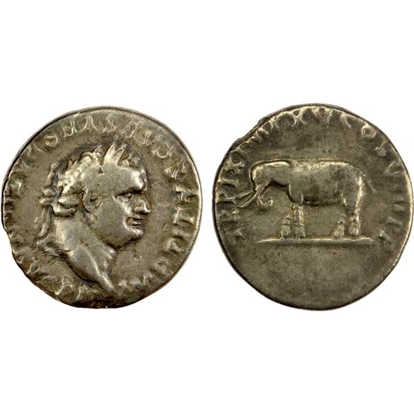 ROMAN EMPIRE: Titus, 79-81 AD, AR denarius (2.90g), Rome, 80 AD, F-VF