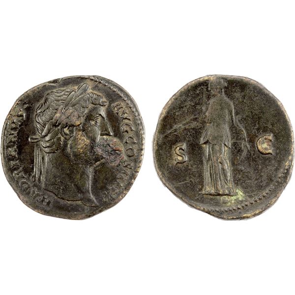 ROMAN EMPIRE: Hadrian, 117-138 AD, AE sestertius (25.07g), Rome, 137-138 AD, VF
