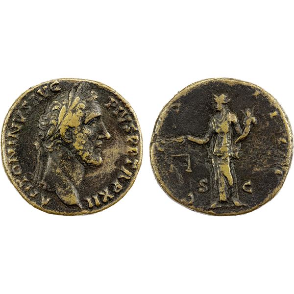 ROMAN EMPIRE: Antoninus Pius, 138-161 AD, AE sestertius (23.01g), Rome, 148-149 AD, VF