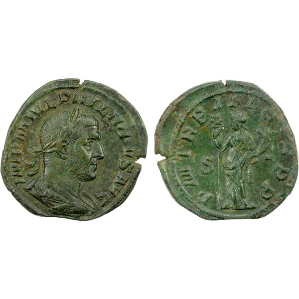 ROMAN EMPIRE: Philip I, 244-249 AD, AE sestertius (19.54g), Rome, 246 AD, Choice VF