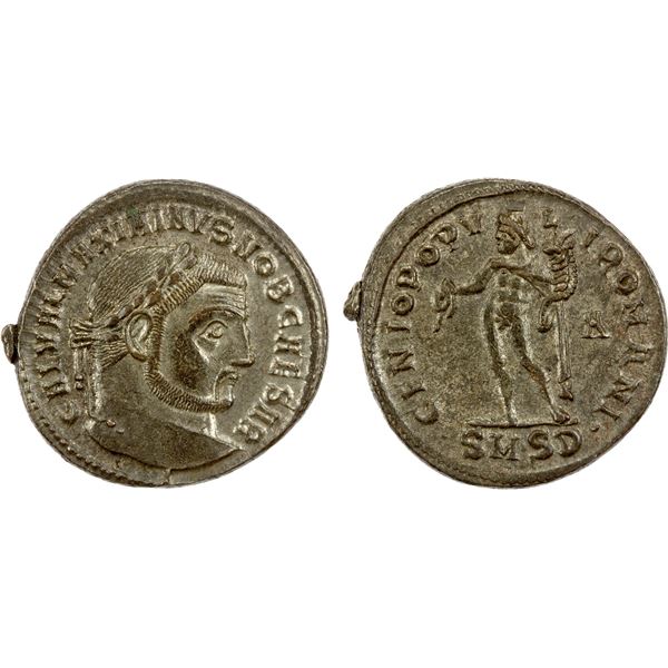ROMAN EMPIRE: Maximinus II Daza, as caesar, 305-309 AD, silvered AE follis (10.00g), Serdica, 305-30