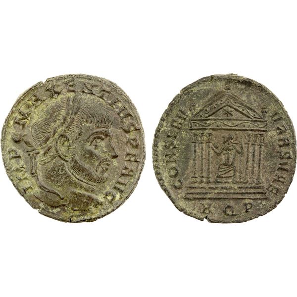 ROMAN EMPIRE: Maxentius, 306-312 AD, AE follis (5.83g), Aquileia, 307-310 AD, EF