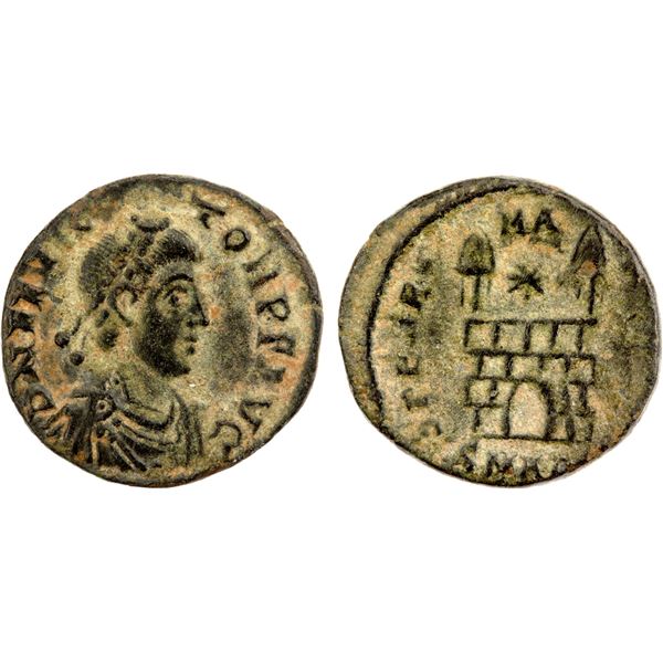ROMAN EMPIRE: Flavius Victor, 387-388 AD, AE12 (0.87g), Aquileia, VF