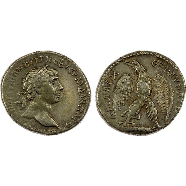 ROMAN PROVINCIAL: SYRIA: Trajan, 98-117 AD, BI tetradrachm (13.95g), Antioch, year 21 (117 AD), VF