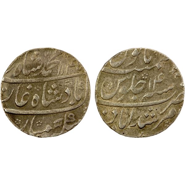 MUGHAL: Muhammad Shah, 1719-1748, AR rupee (11.64g), Murshidabad, AH1145 year 14, EF