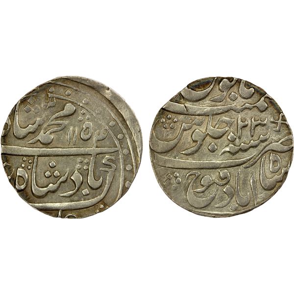 MUGHAL: Muhammad Shah, 1719-1748, AR rupee (11.24g), Shahabad Qanauj, AH1154 year23, VF-EF