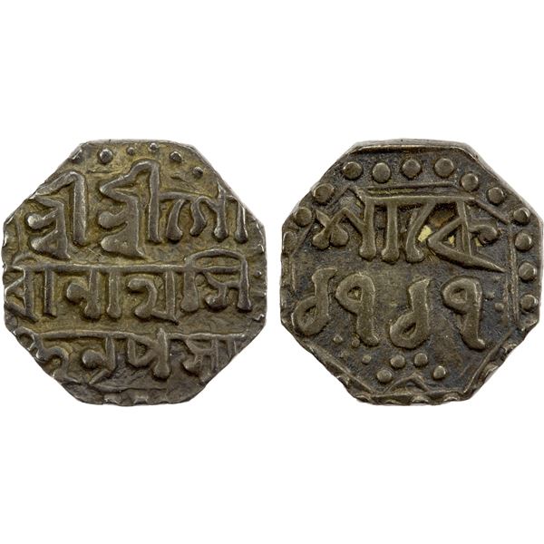ASSAM: Gaurinatha Simha, 1780-1796, AR ¼ rupee (2.87g), NM, SE1717, choice VF