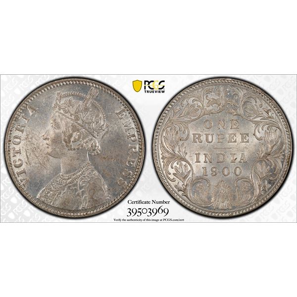 BRITISH INDIA: Victoria, Empress, 1876-1901, AR rupee, 1900-B, PCGS MS62