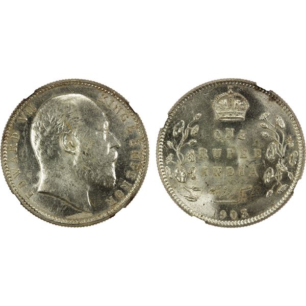 BRITISH INDIA: Edward VII, 1901-1910, AR rupee, 1903(c), NGC MS62