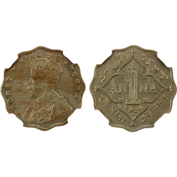 BRITISH INDIA: George V, 1910-1936, 1 anna, 1924(b), NGC MS62